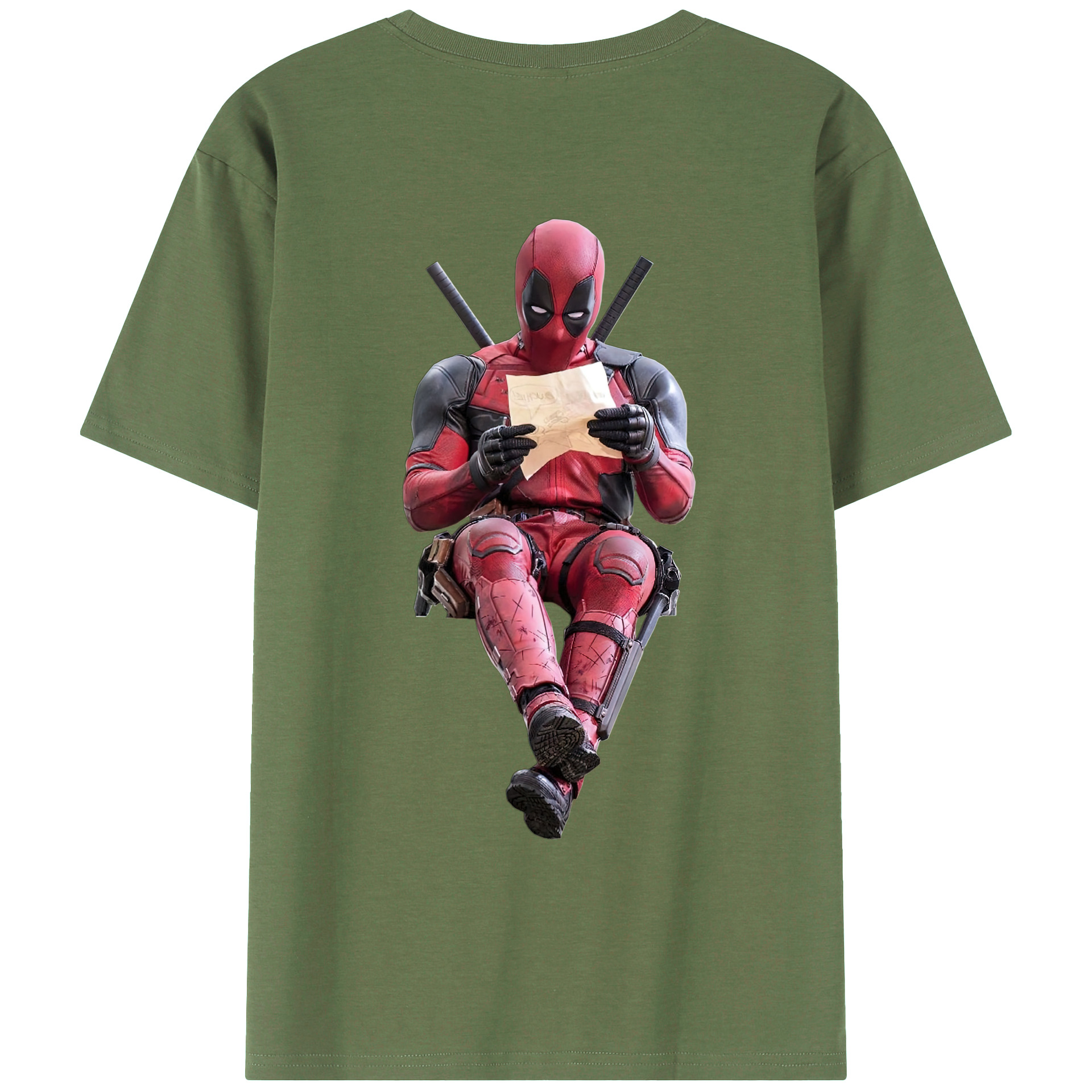 （画像用） Deadpool デッドプール 綿100％ メンズ半袖Tシャツ（バックプリント） 通気性